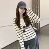 Suéter de punto con capucha a rayas estilo retro para mujer, nueva colección otoño/invierno 2026, top casual estilo coreano versátil y favorecedor