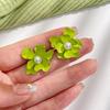 Pendientes elegantes de Corea del Sur con flores verdes frescas y suaves, nuevos pendientes de plata S925 con aguja, pendientes de perlas que combinan con todo para el verano, de moda.