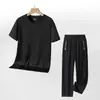 250514001 Traje de Pantalón Corto de Seda Helada Ligero, Fresco, Absorbente de Humedad, Transpirable, de Secado Rápido para Hombre de Verano