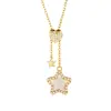 Collar Transfronterizo Europeo y Americano de Acero Inoxidable Colgante de Cruz de Circonita Oso Corazón Cadena Deslizante Longitud Ajustable Cadena de Suéter