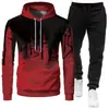 Conjunto Deportivo Casual con Capucha para Hombre Crazy Muscle con Estampado de Graffiti Corte Ajustado Moda Simple Transfronterizo Conjunto para Hombre