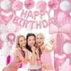 Venda Quente Transfronteiriça Conjunto de Balões Roxos Rosa com Laço Decoração de Festa de Aniversário Cortina de Franjas Flores de Papel Suprimentos