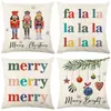 Funda de almohada navideña más vendida transfronteriza con estampado festivo de Papá Noel, funda de almohada para decoración del hogar, venta al por mayor directa del fabricante