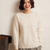 Suéter de cachemira de cuello redondo para mujer, suelto, informal, estilo holgado, para otoño e invierno, nuevo jersey de color liso, jersey de punto con interior.