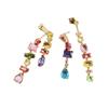Pulsera de cristal de caramelo cuadrado de lujo y estilo nuevo para mujer, diseño de nicho, collar con arcoíris y aretes chapados en oro de 18 quilates.