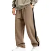 Pantalones deportivos casuales para hombre de otoño e invierno, de Amazon, independientes, de peso pesado, forrados de polar, con diseño de rayas, corte recto, talla grande, con cordón, pants para hombre