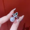 Cuentas de Concha Natural Son Comparables a los Anillos de Perlas, Llenos de Diamantes, Anillos de Esmeraldas Simuladas, Anillos Abiertos, Femeninos y Versátiles, Modelos Populares