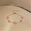 Pulseira de Aço Inoxidável com Zircônia Cúbica Flor para Mulheres High-End Exquisita Fashionável Pulseira de Nicho Luxo Leve Versátil Estilo Tendência Joia de Mão