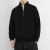 Moletom masculino simples e versátil com gola alta e meio zíper, novo estilo de outono, cor sólida pesada texturizado folgado casual top interno