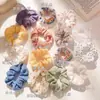 2025 Novo Verão Argola de Cabelo Quadrada Intestino Grosso Corda de Cabelo Estilo Pastoral Corda de Cabelo Pequena Estilo Chanel Pequenos Acessórios de Cabelo Florais para Mulheres