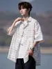 Camisa a Cuadros Oversize de Manga Corta para Hombre, Top Holgado y Casual de Media Manga, Marca de Moda Trendy de Verano, Fresca y Elegante