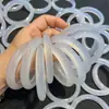 Pulsera de Ágata Natural de Alta Calidad para Mujer, Pulsera de Calcedonia Blanca Luna Semitransparente, Alta Transparencia de Hielo, Jade de Caja de Regalo Tipo Hielo