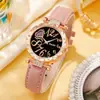 Popular Set de Joyería de Reloj para Mujer Correa de Diamante Reloj de Cuarzo Pulsera de Mariposa Conjunto de Collar Pendientes Anillo
