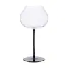 Taça de Vinho Tinto Levemente Luxuosa com Base Preta, Corpo Largo, Vidro de Cristal para Uso Doméstico, Base Preta, Haste Alta para Aroma, Taça Borgonha
