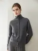 Nuevo suéter cárdigan top de punto básico liso de cuello alto holgado de cachemir versátil simple para otoño e invierno para mujer