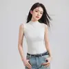 Chaleco sin mangas de cuello alto con textura de lujo ligero de Tencel Lyocell para mujer, diseño de punto, adecuado para usar en capas o solo