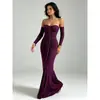 Comercio Exterior Ropa de Mujer 2026 Otoño Europeo y Americano Moda de Punto Bustier Plisado Ajustado Temperamento Manga Independiente Vestido Largo