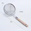 Colador de Malla de Acero Inoxidable con Mango de Madera Blanco, Espumadera Anti-Obstrucción de Mango Largo para Uso en Cocina del Hogar