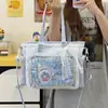 Bolso bandolera para chica de universidad, bolso de hombro transparente de gran capacidad, bolso ita de encaje de gran capacidad para muñecas