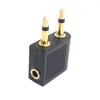 Adaptador de Conversão de Áudio para Aviação Plug de Avião para Fone de Ouvido Duplo 3.5 Macho para Fêmea Banhado a Ouro Adaptador de Cabeça Adaptador Fêmea