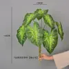 Planta Artificial de Caladio de 7 Hojas con Tallos Similares a Raíces, Manojos de Hojas y Piezas Decorativas para Decoración Interior del Hogar, Sala de Estar y Decoración de Paredes con Plantas