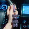 Llavero de Oso Violento Mediano con Incrustaciones de Diamantes a la Moda Creativo Cuerda de Diamantes Hebilla Redonda Llavero para Llaves de Coche Colgante para Bolso de Niña Regalo