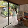 Falda Abullonada Estilo Pastel Blanca con Parches Pesados de Encaje y Malla, Nueva Falda Versátil de Alta Gama para Otoño e Invierno de Mujer