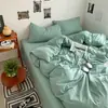 Nuevo Conjunto de Cuatro Piezas para Dormir de Algodón Lavado para Bebés y Madres Conjunto de Tres Piezas para Dormitorio de Estudiantes Color Sólido Sábana Funda de Edredón en