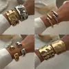 Pulsera Geométrica Exagerada con Cortes Personalizados Transfronteriza Europea y Americana Moda Industria Pesada Diseño de Nicho Aleación Fotosensible Pulsera