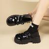 Moda francesa salto grosso sapatos de couro pequenos mulheres 2024 novo outono all-match saia sapatos mary jane mulheres