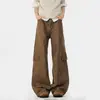 Jeans de Hombres de Marca de Moda con Parches de Cimitarra, Pantalones Deportivos Casuales Sueltos de Pierna Ancha Vintage Nuevos para Todas las Estaciones