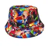 Sombrero de Pescador Estilo Hip-Hop Transfronterizo, Reversible, Unisex, Sombrero para el Sol para Exteriores, Sombrero de Cubo Estampado Versátil de Moda