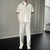 Comercio Exterior Transfronterizo Camisa Casual Traje de Hombre Verano Seda de Hielo Secado Rápido Manga Corta Pantalones Cortos Conjunto Completo para Hombre Fresco y con Estilo