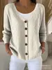 Nueva sudadera con botones de manga larga y cuello en V transfronteriza para otoño e invierno, chaqueta suéter de moda con personalidad impresa en 3D suelta para mujer