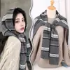 Nuevo Chal Rayado Perezoso Estilo Coreano para Mujer, Otoño/Invierno, Chal de Punto Acrílico que Ilumina la Piel, Calentador de Cuello Largo Suave de Doble Uso