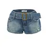 9313-Estilo Europeo y Americano Chica Sexy Caliente Pantalones Cortos Casuales Calientes con Cinturón para Mujeres Novedad Primavera y Verano 2026 Pantalones Cortos de Mezclilla Adelgazantes