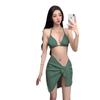 Fábrica de Origen 2024 Nuevo Traje de Baño Transfronterizo Separados para Mujer Color Sólido Tres Piezas Chica Caliente Sexy Traje de Baño para Aguas Termales