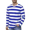 Sudaderas a Rayas de Contraste de Color Clásico 2025 para Hombre Manga Larga Impresión 3D Color Diario Casual Cuello Redondo Camisa