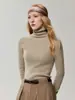 Nuevo otoño 2026 100% cachemir puro suéter base de punto ajustado para mujer con cuello alto