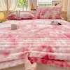 Sábana Cálida de Piel de Conejo de Invierno Protector de Colchón Espeso de Leche Polar Cubierta de Cama Antideslizante Cubierta de Ropa de Cama Cubierta Antipolvo