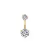 Piercing de Umbigo Redondo com Zircônia de Três Garras Dente Interno 1.2mm Aço Inoxidável Unha de Umbigo Joia de Body Piercing Atacado Transfronteiriço