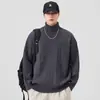 Suéter de tricô com gola alta e trança estilo retrô americano para homens, nova malha de inverno quente, suéter de lã casual versátil