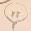 Conjunto de Collar y Aretes Moderno y Súper Hermoso, Aretes Brillantes de Pedrería, Conjunto de Dos Piezas para Fiesta de Boda, Accesorios para Vestido de Boda
