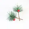 Amazon PVC simulación fruta roja Navidad corto burbuja roja bola roja aguja de pino verde caja de regalo decoración mini árbol de Navidad