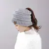 Chapéu de Lã Tricotado Quente Espesso para Inverno ao Ar Livre Transfronteiriço Chapéu Pulôver Esportivo com Abertura para Rabo de Cavalo Moda Chapéu de Lã