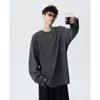Nova Camiseta Casual Masculina Retrô Americana Listrada de Manga Longa Outono/Inverno 2026 - Malha Listrada 260G Tendência
