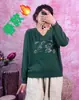 Suéter de Tricô Digital Estampado com Decote V Novo para Primavera de 2026 para Mulheres, Manga Longa, Caimento Solto, Emagrecedor, Suéter Top Estilo Commuter
