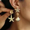 Joyería Transfronteriza Europea y Americana, Pendientes Exagerados de Estrella Estilo Marino para Fiesta, Pendientes Metálicos Personalizados de Estrella de Mar para Vacaciones en la Playa