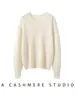 Suéter 100% cachemira pura para mujer, cuello redondo, estilo holgado y relajado, capa base de punto de color liso otoño/invierno, suéter de cachemira sin mangas