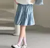 Camiseta de Manga Corta para Niña 2026 Nuevo Estilo Ropa de Verano para Niños Camiseta de Manga Media 100% Algodón para Niñas Traje con Falda de Mezclilla